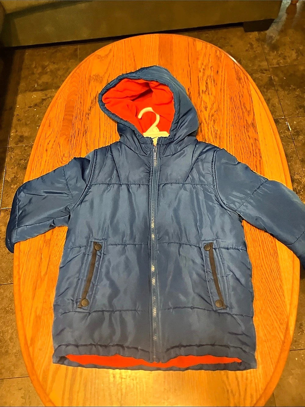 carter's Hooded Puffer Jacket Boys L/7 Blue & Orange